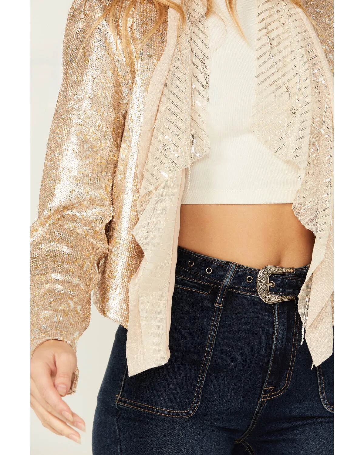 Product Name:  Miss Me Women's Sequins Cascade Front Jacket