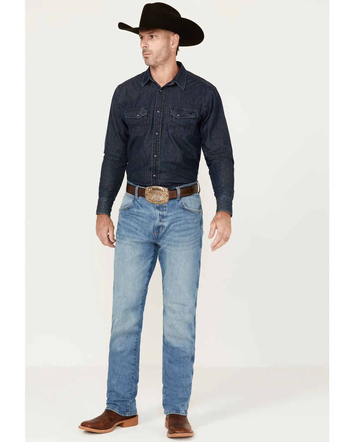 Product Name:  Wrangler Retro Men's Fergus Medium Wash Slim Straight Stretch Denim Jeans - Tall