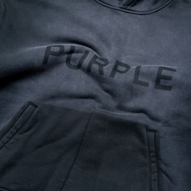 Purple Brand Shadow Wordmark Oversized Hoodie - Black