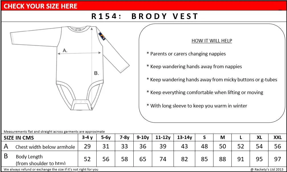 R154 Long Sleeved Brody Popper Vest (Adults)