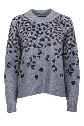 Rag & Bone - Grey Leopard Print Wool Blend Sweater Sz S