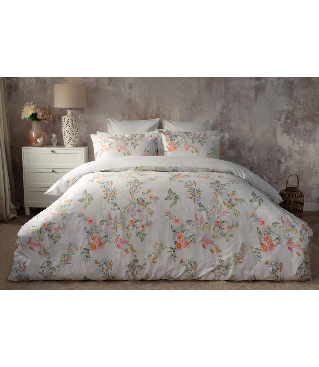 Rieva floral duvet cover set grey Belledorm