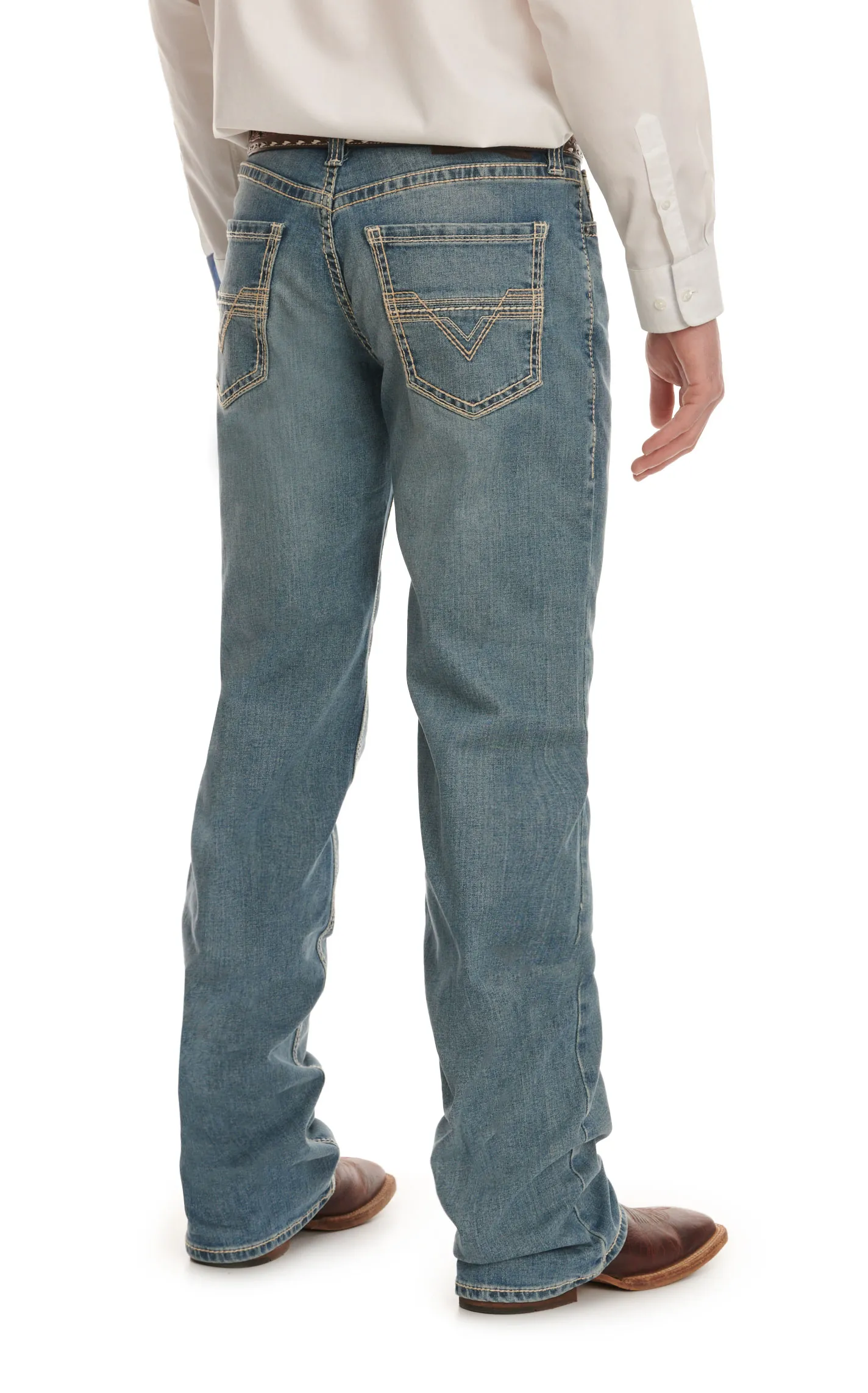 Rock & Roll Denim Men's Double Barrel Light-Medium Wash Relaxed Fit Straight Leg Jeans