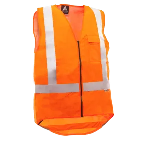 Safe-t-tec Hi-vis Orange D/n Zipped Vest - Ttmc, Fr