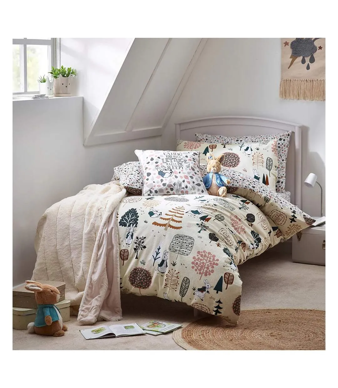 Scandi woods brushed cotton duvet cover set natural Peter Rabbit