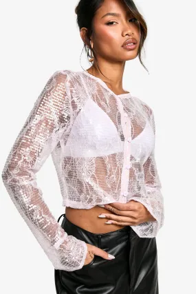 Sequin Lace Sheer Cardigan Top