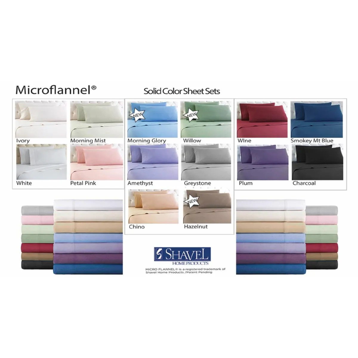 Shavel Micro Flannel Solid Color Sheet Set - Full