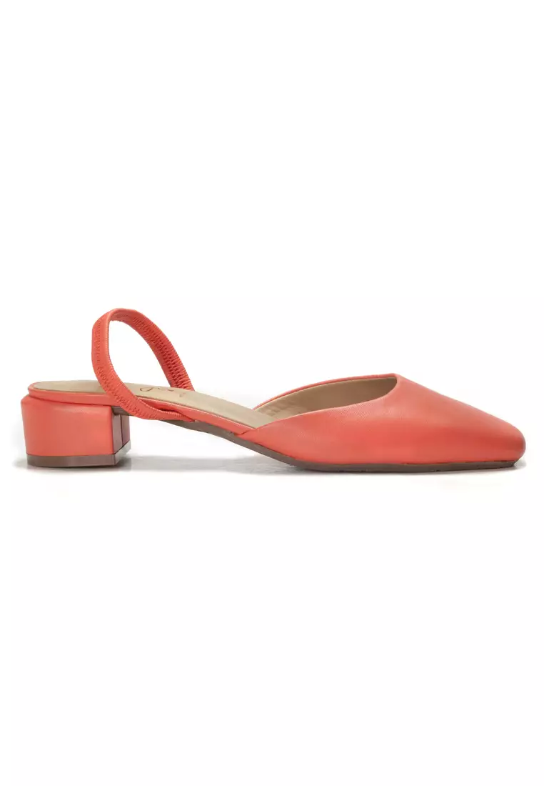 Shu Talk AMAZTEP Squared Toe SlingBack Mules Blocked Heels