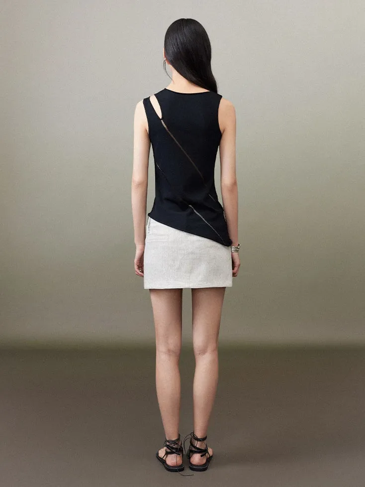 Streamline Irregular Knitted Sleeveless Top