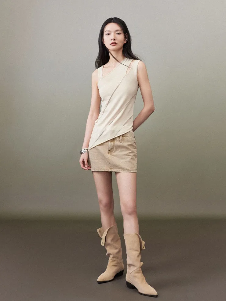 Streamline Irregular Knitted Sleeveless Top