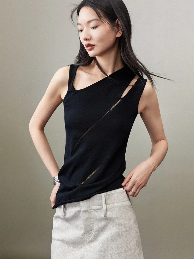 Streamline Irregular Knitted Sleeveless Top