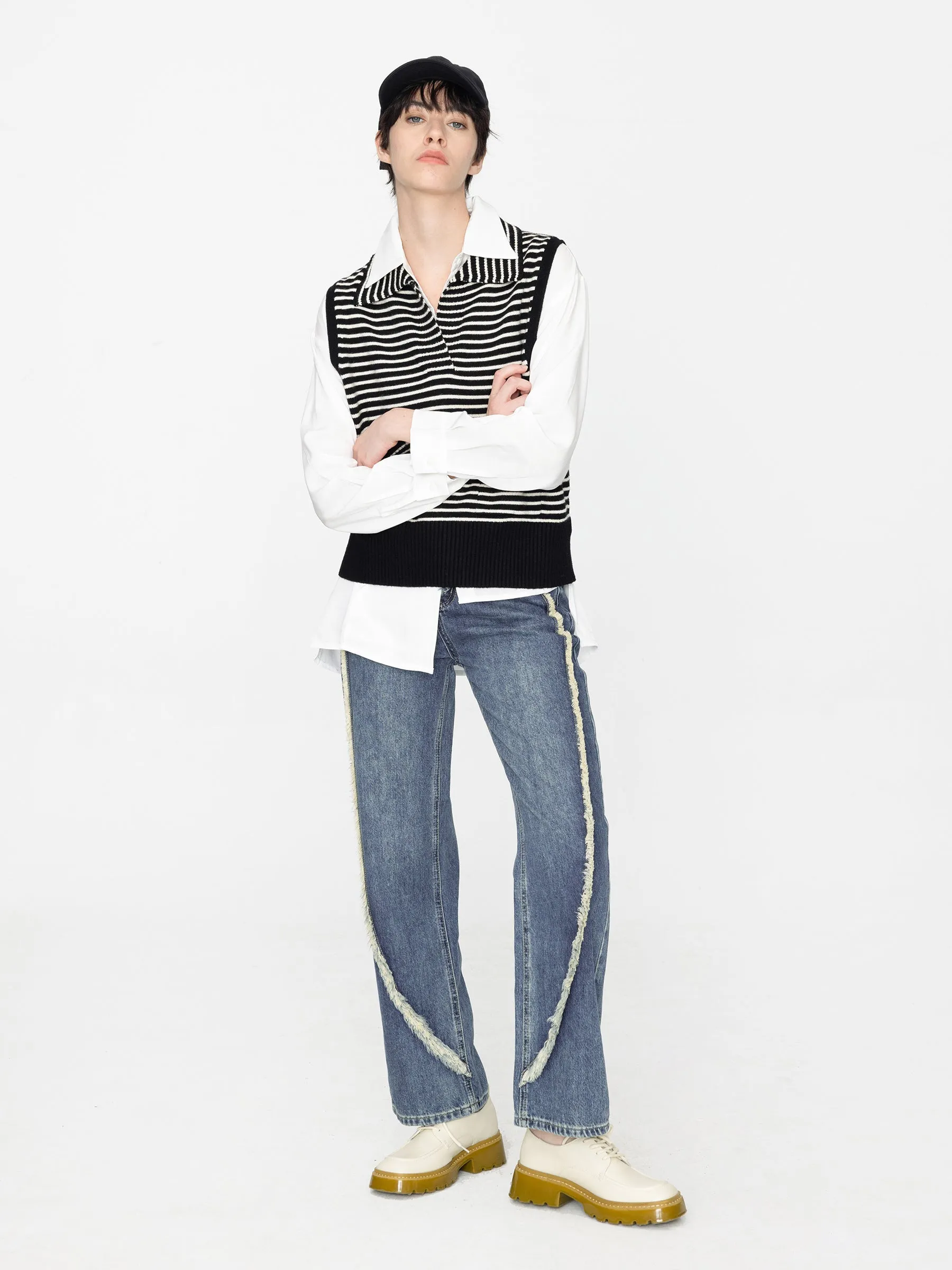 Striped Thin Knit Vest