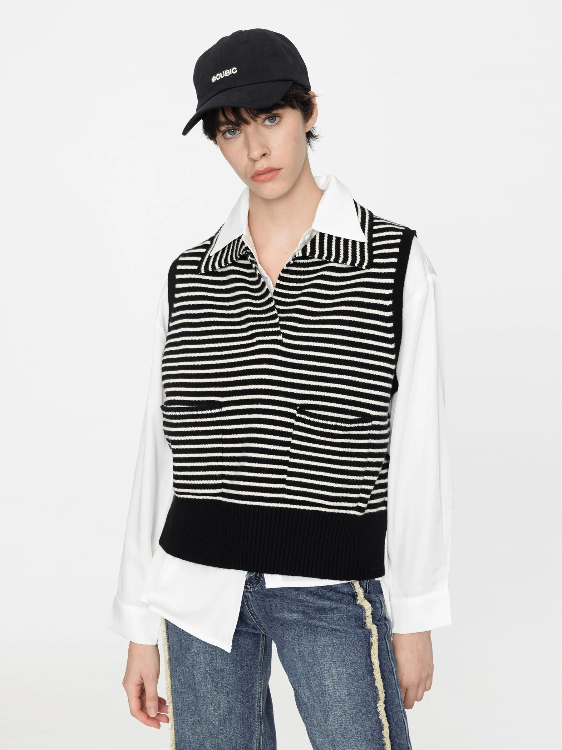 Striped Thin Knit Vest