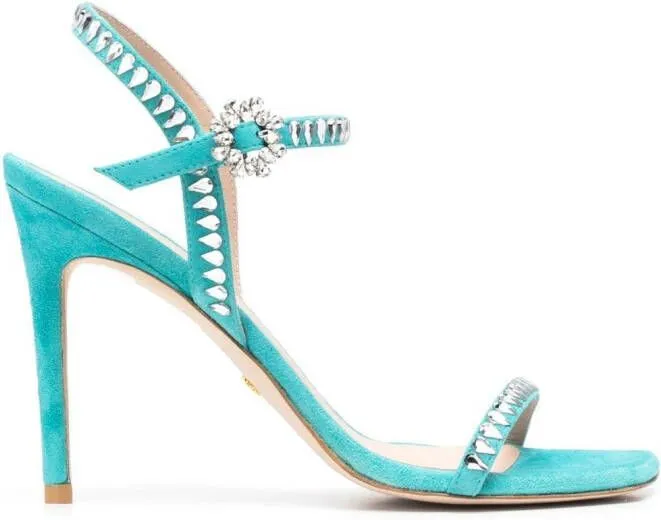 Stuart Weitzman embellished open-toe sandals Blue