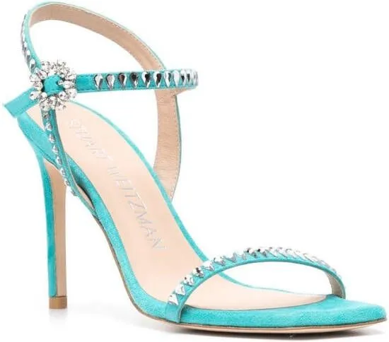 Stuart Weitzman embellished open-toe sandals Blue