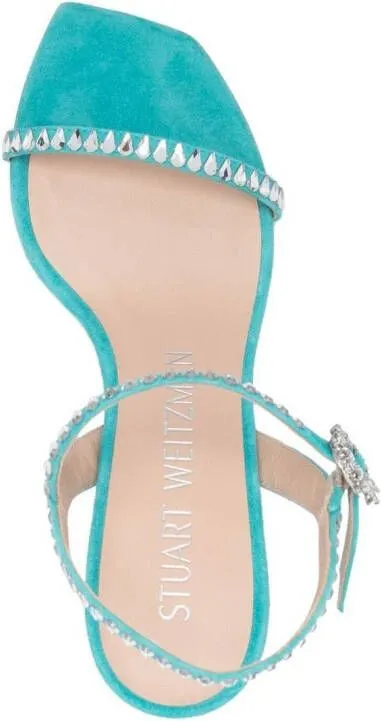 Stuart Weitzman embellished open-toe sandals Blue