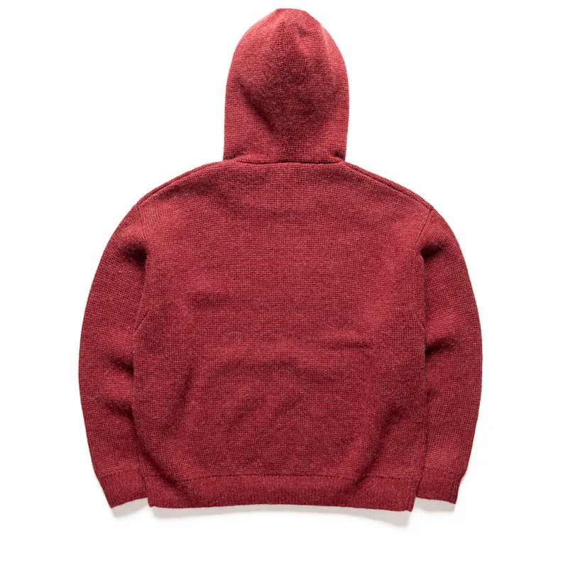 Stussy Felt Patch Knit Hoodie - Burgundy