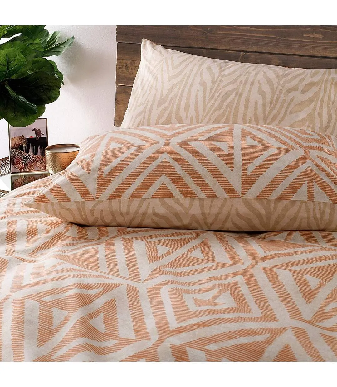 Tanza global geometric duvet cover set terracotta Furn