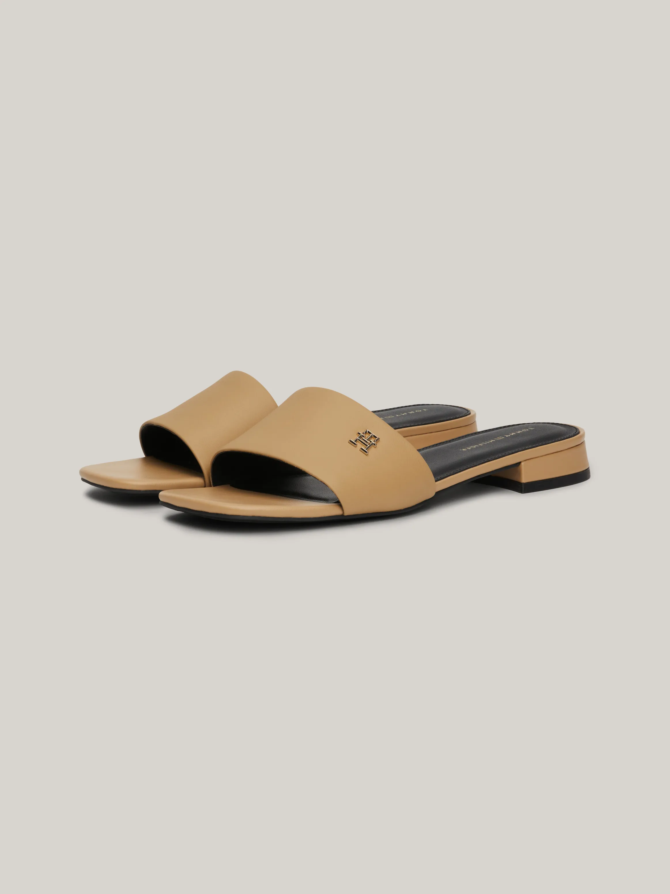 TH Monogram Plaque Leather Mules | Sandals & Slides | Tommy Hilfiger