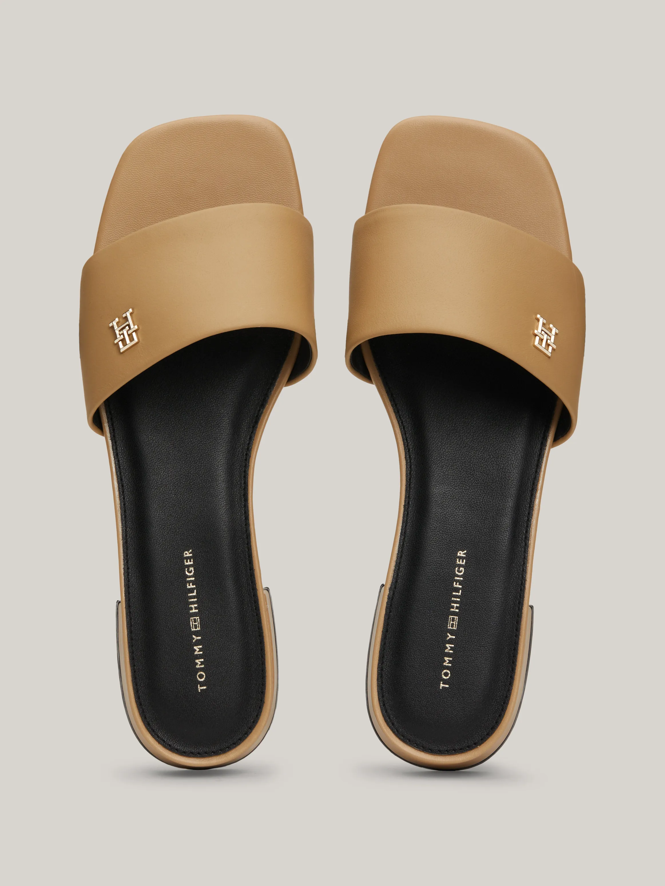 TH Monogram Plaque Leather Mules | Sandals & Slides | Tommy Hilfiger