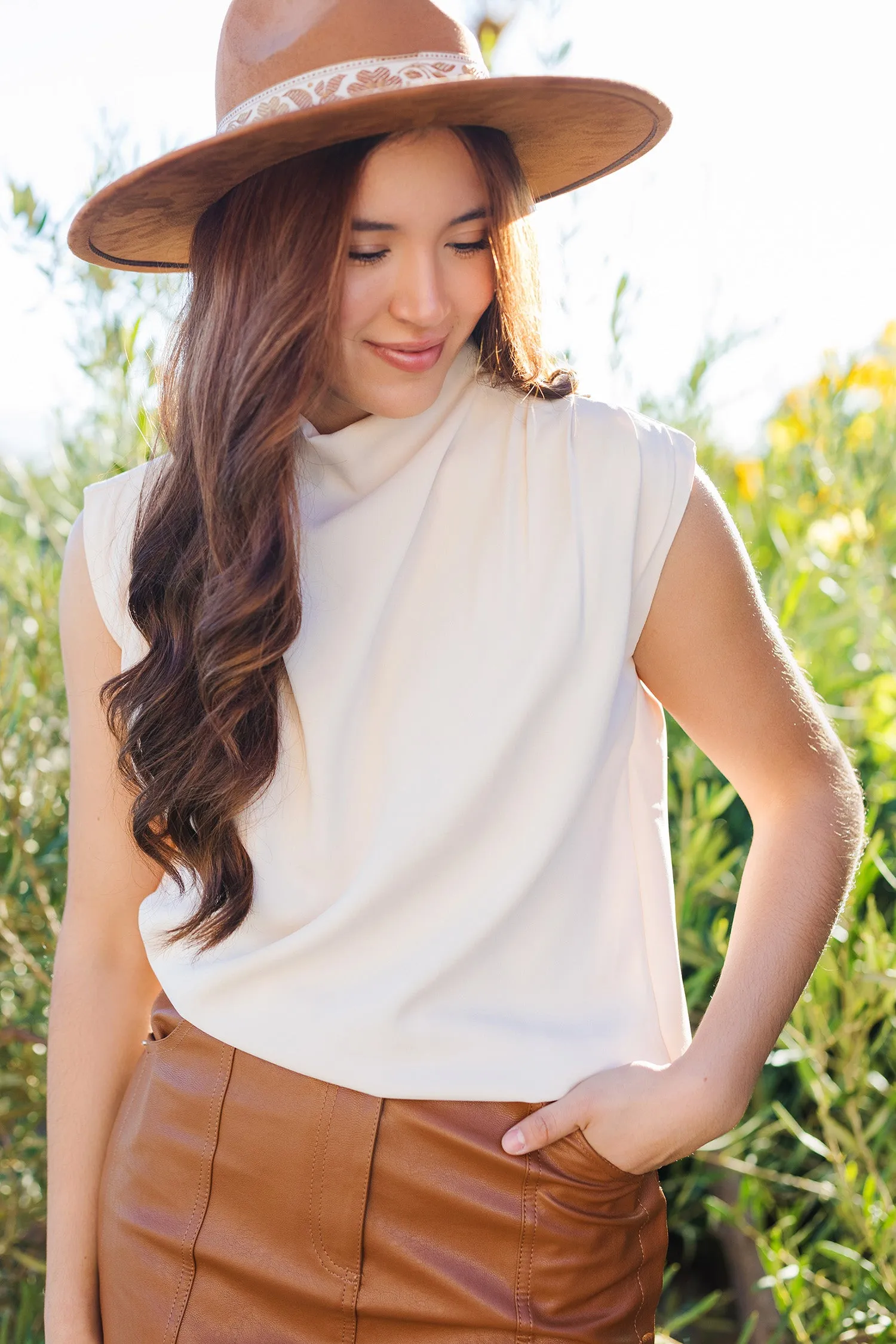 The More Classy Than Sassy Cream Satin Sleeveless Top