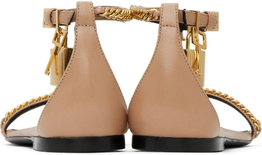 TOM FORD Beige Padlock Chain Flat Sandals