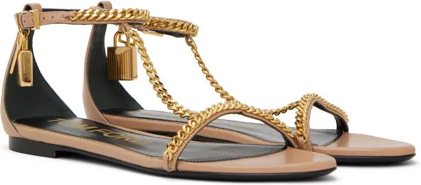 TOM FORD Beige Padlock Chain Flat Sandals