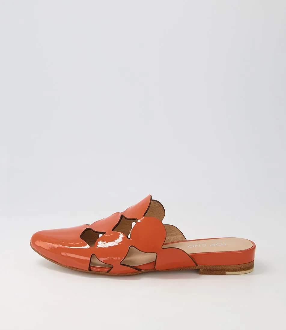 TOP END Forli Orange Patent Leather Mules