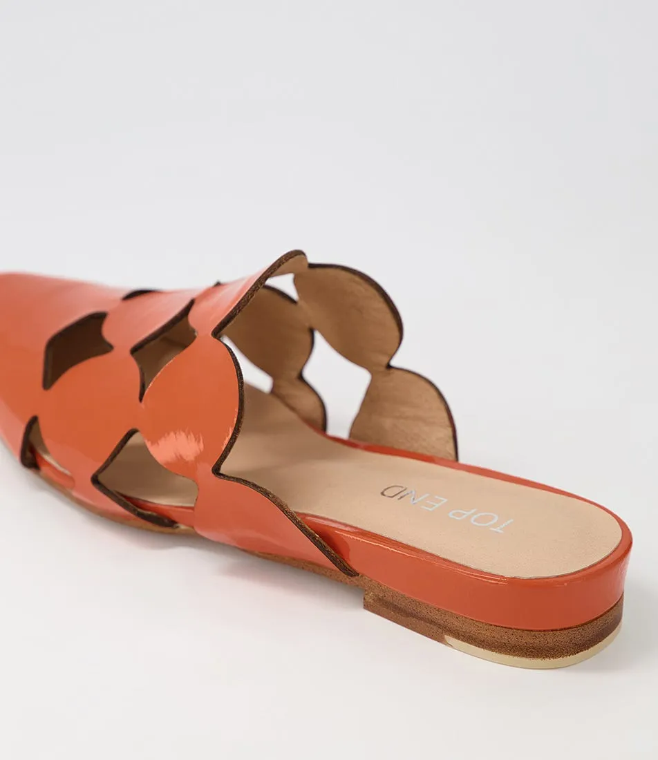 TOP END Forli Orange Patent Leather Mules