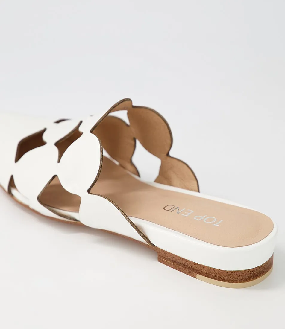 TOP END Forli White Patent Leather Mules