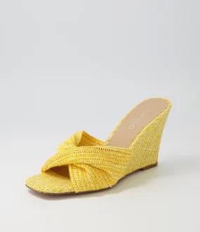 TOP END Katia Lemon Syn Raffia Mules