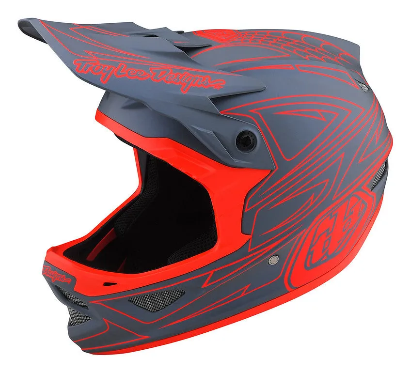 Troy Lee Designs D3 Fiberlite Full Face Helmet - Spiderstripe - Gray-Red