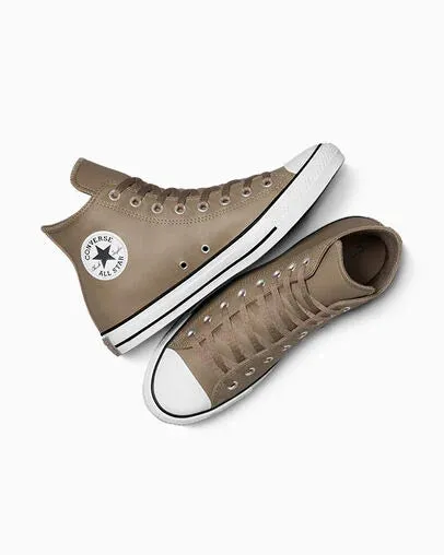 Unisex Converse Chuck Taylor All Star Leather High Top Shoes Classic Taupe