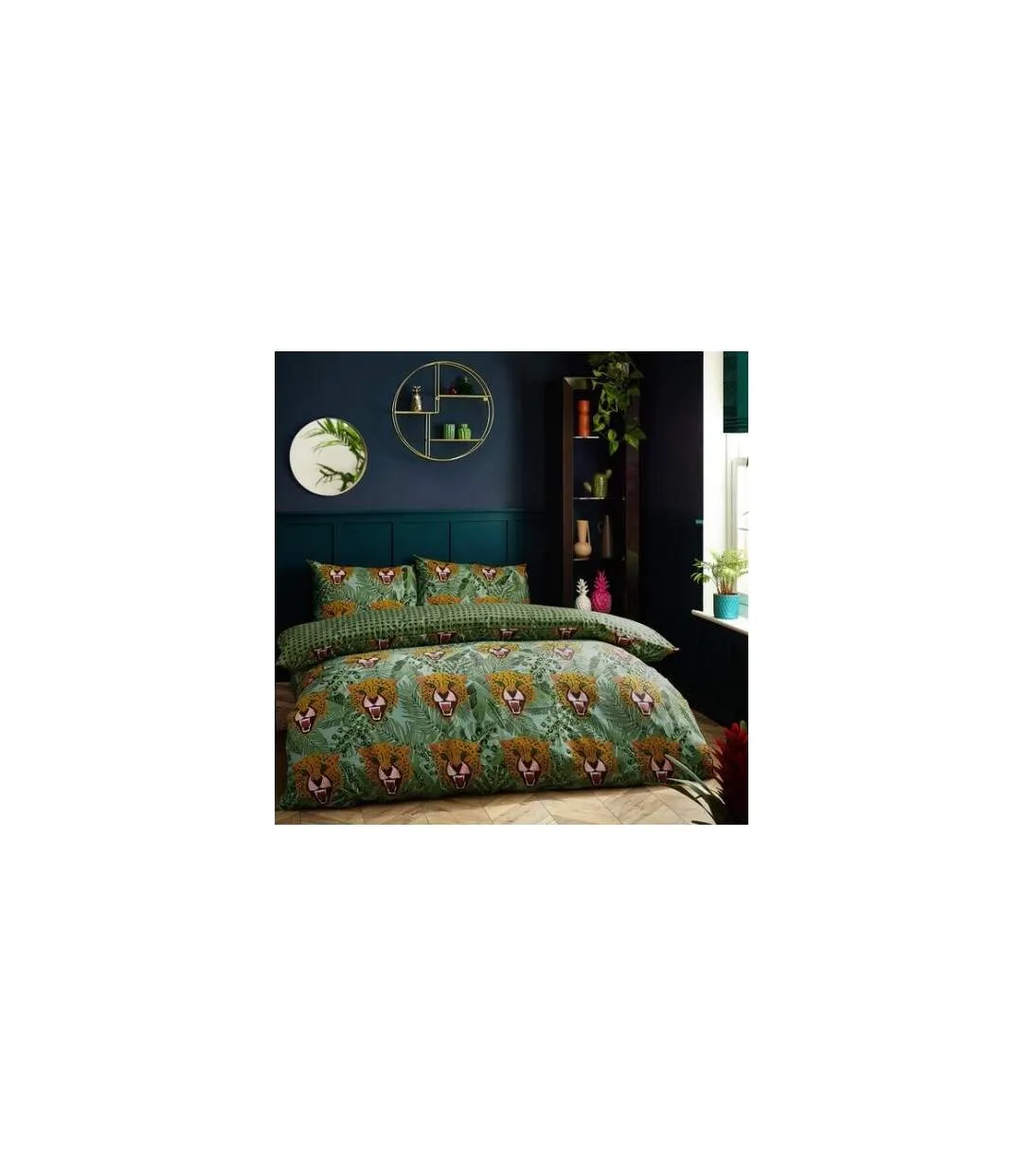 Untamed cheetah duvet cover set green Furn