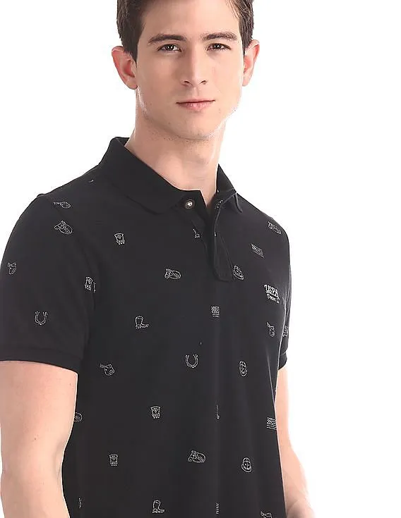 U.S. Polo Assn. Denim Co. All Over Print Pique Polo Shirt