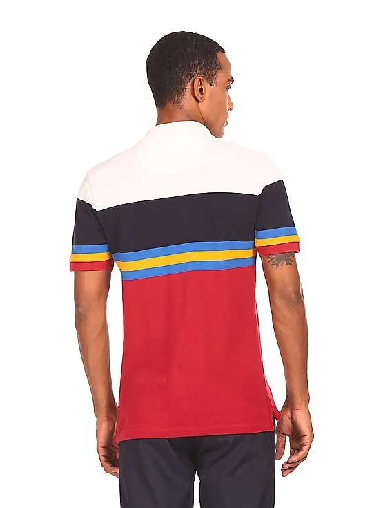 U.S. Polo Assn. Men Red Short Sleeve Colour Block Polo Shirt