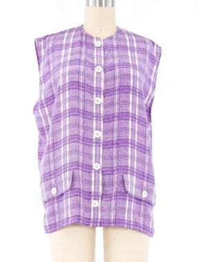 Valentino Lavender Plaid Sleeveless Top