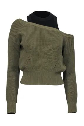 Veronica Beard - Green & Black Cold Shoulder Sweater Sz XS