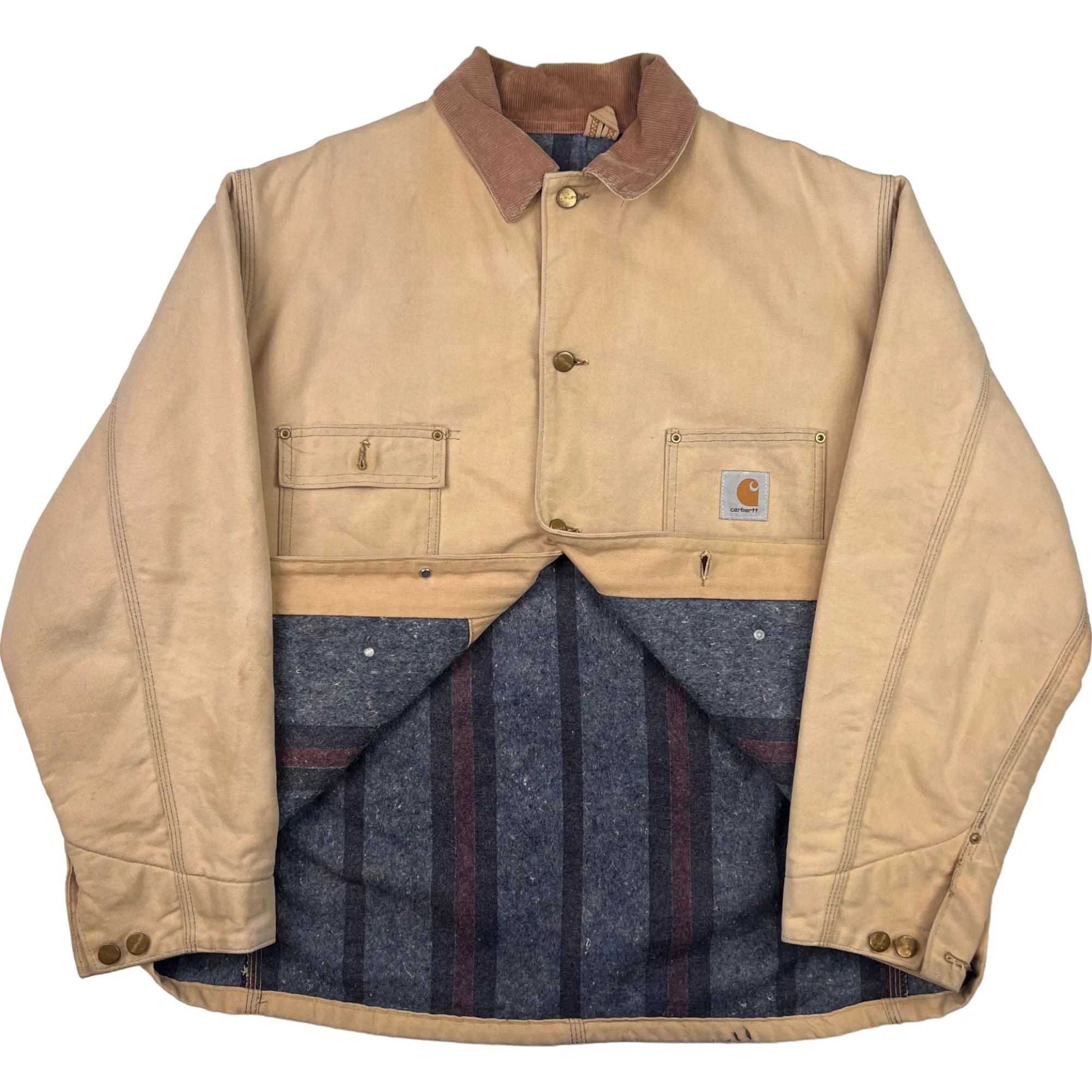 Vintage Carhartt 80's Blanket Lined Workwear Jacket Beige