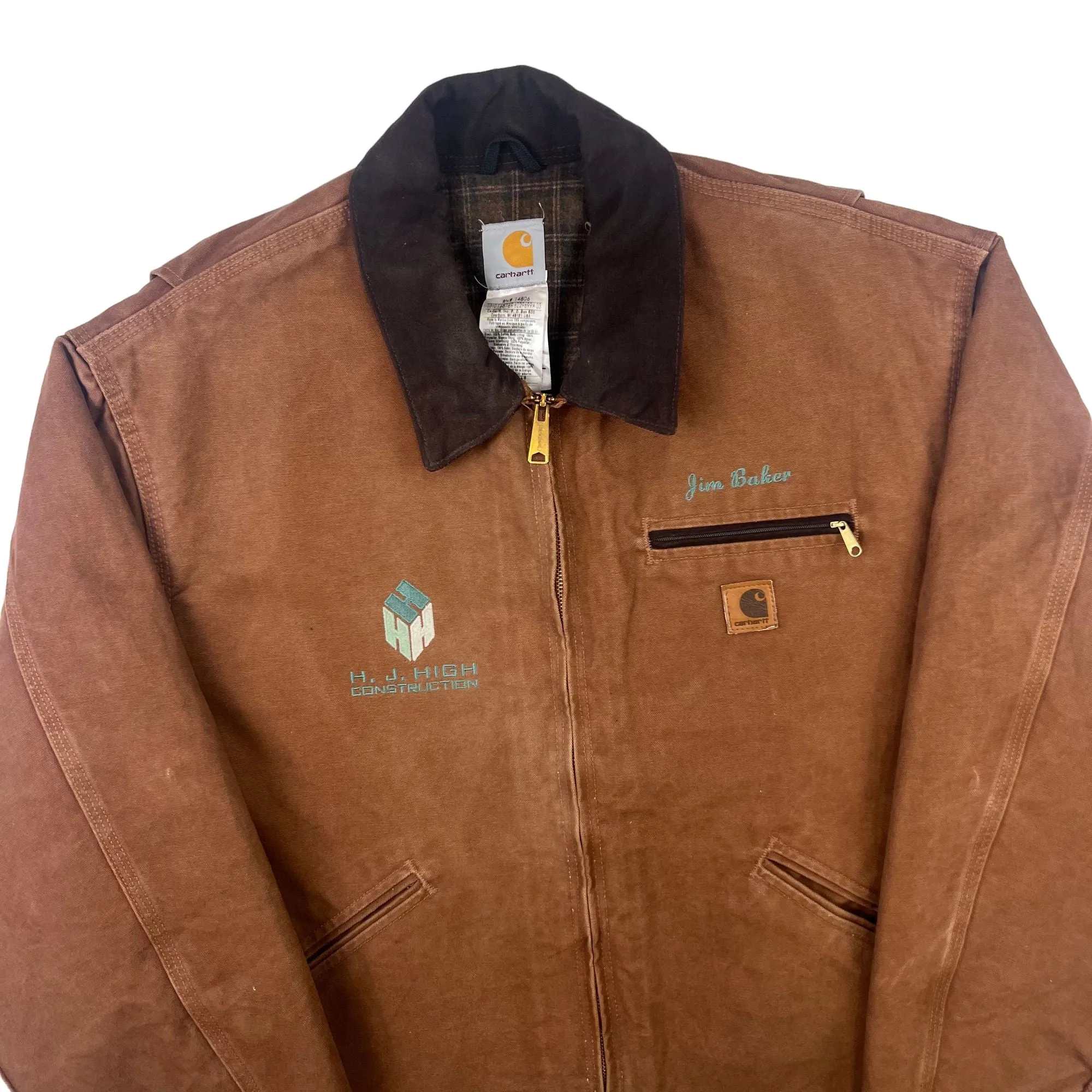 Vintage Carhartt Blanket Lined Detroit Duck Canvas Work Jacket Brown J97 BRN Rare