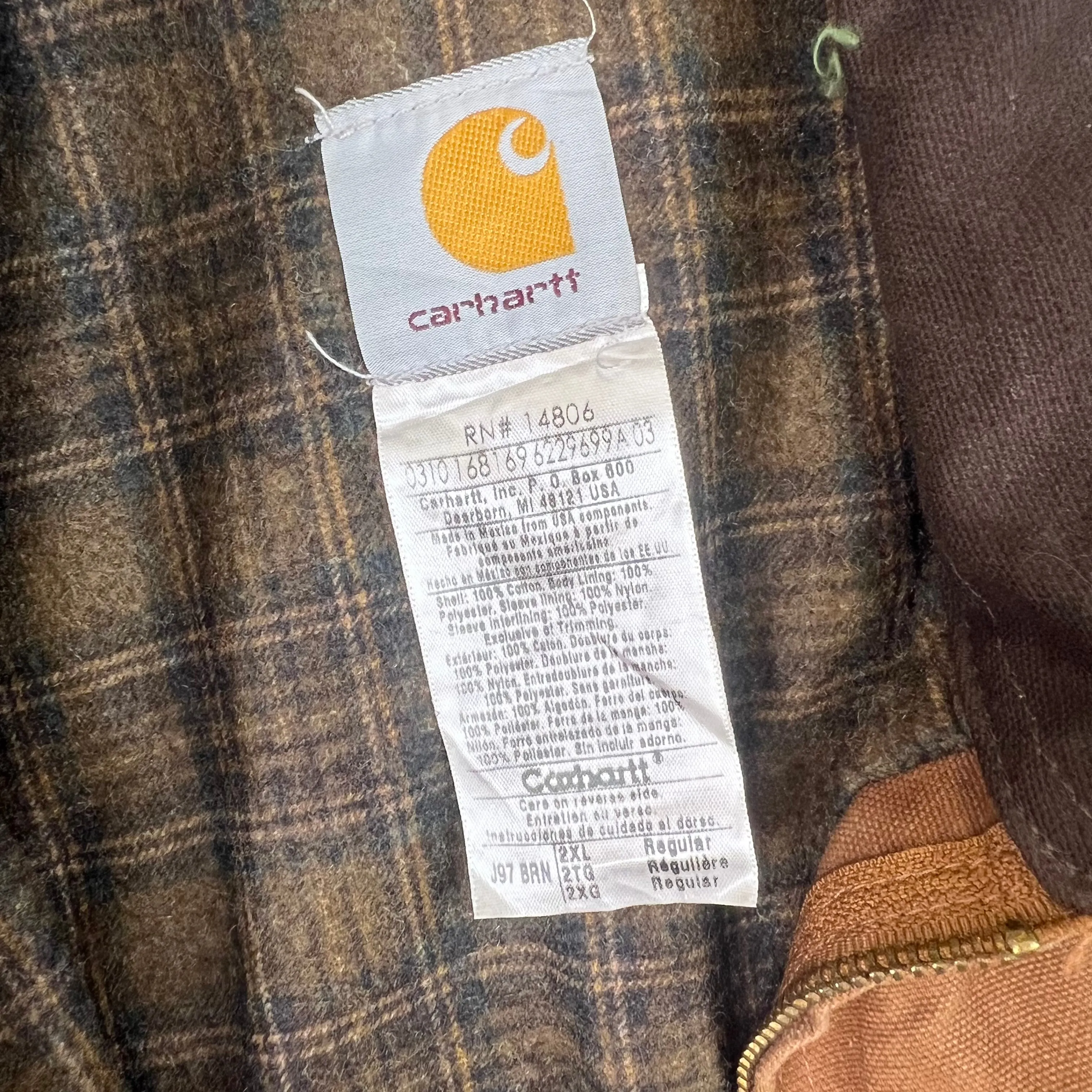 Vintage Carhartt Blanket Lined Detroit Duck Canvas Work Jacket Brown J97 BRN Rare