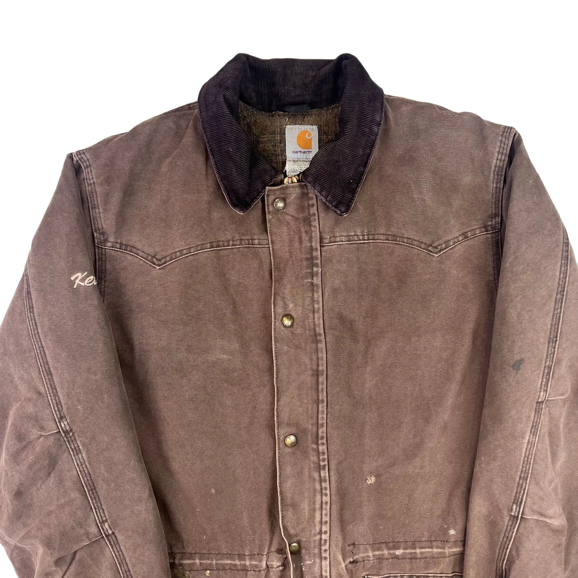 Vintage Carhartt Blanket Lined Work Chore Jacket Brown C52 CHT