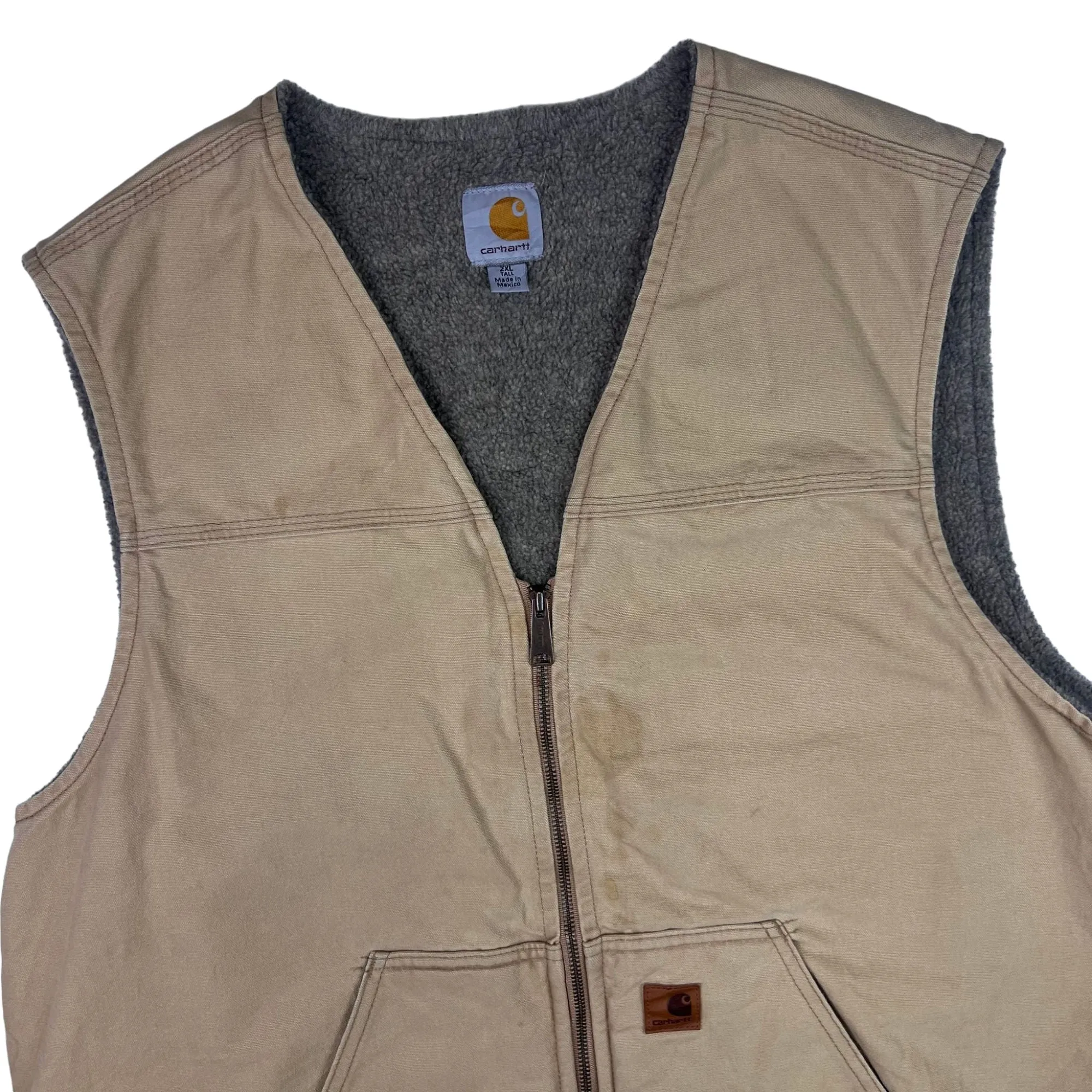 Vintage Carhartt Workwear Fleece Lined Vest Beige