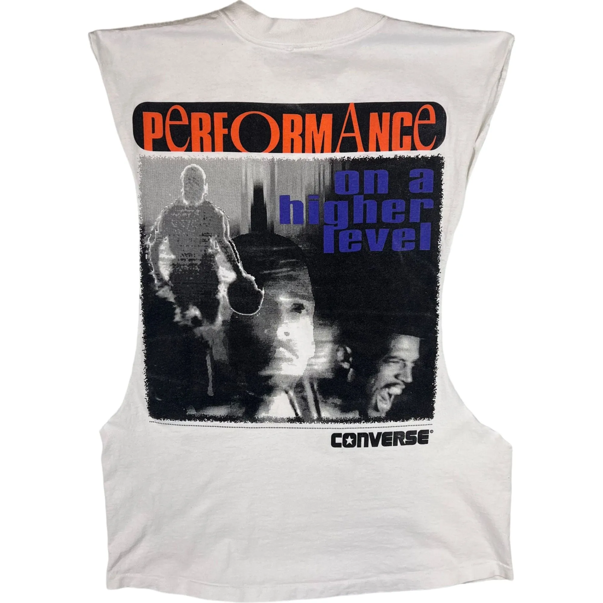 Vintage Converse Performance On A Higher Level Graphic Sleeveless T-shirt Vest White Rare