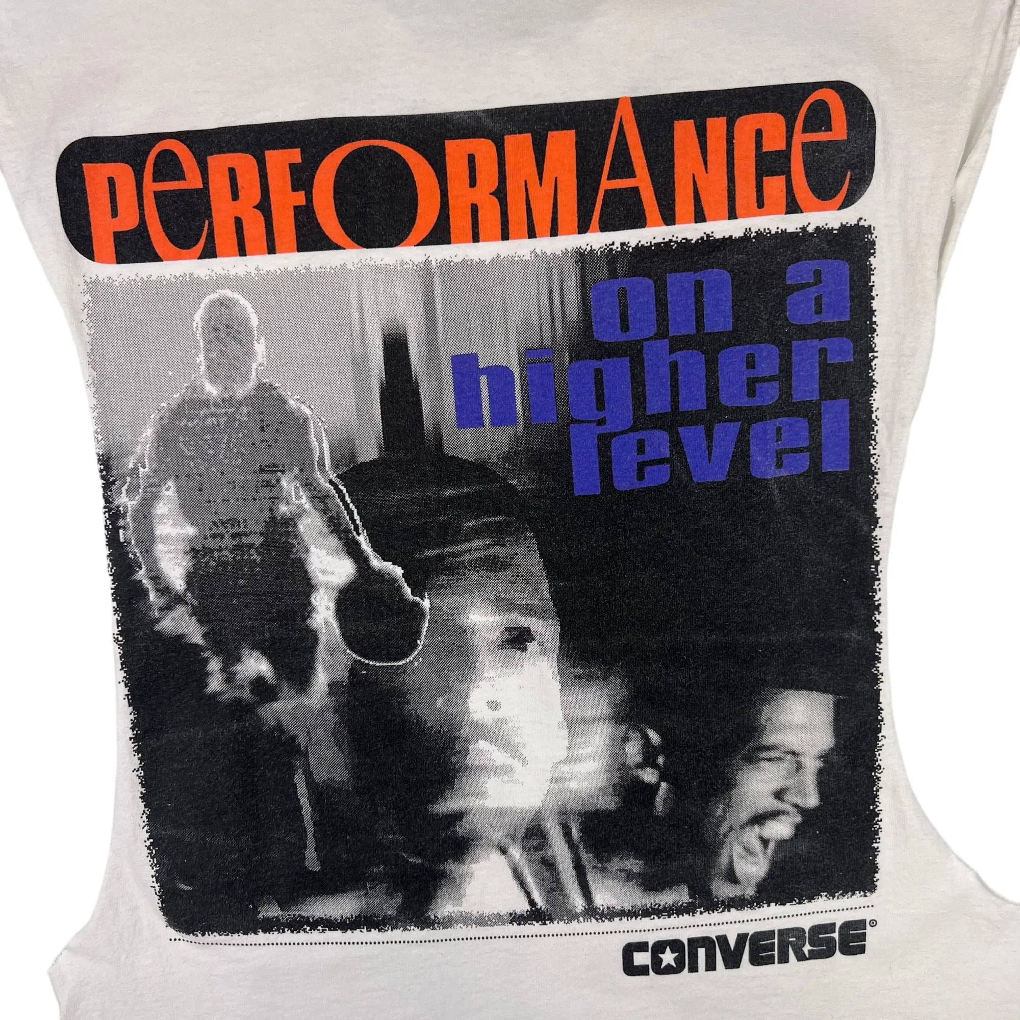 Vintage Converse Performance On A Higher Level Graphic Sleeveless T-shirt Vest White Rare