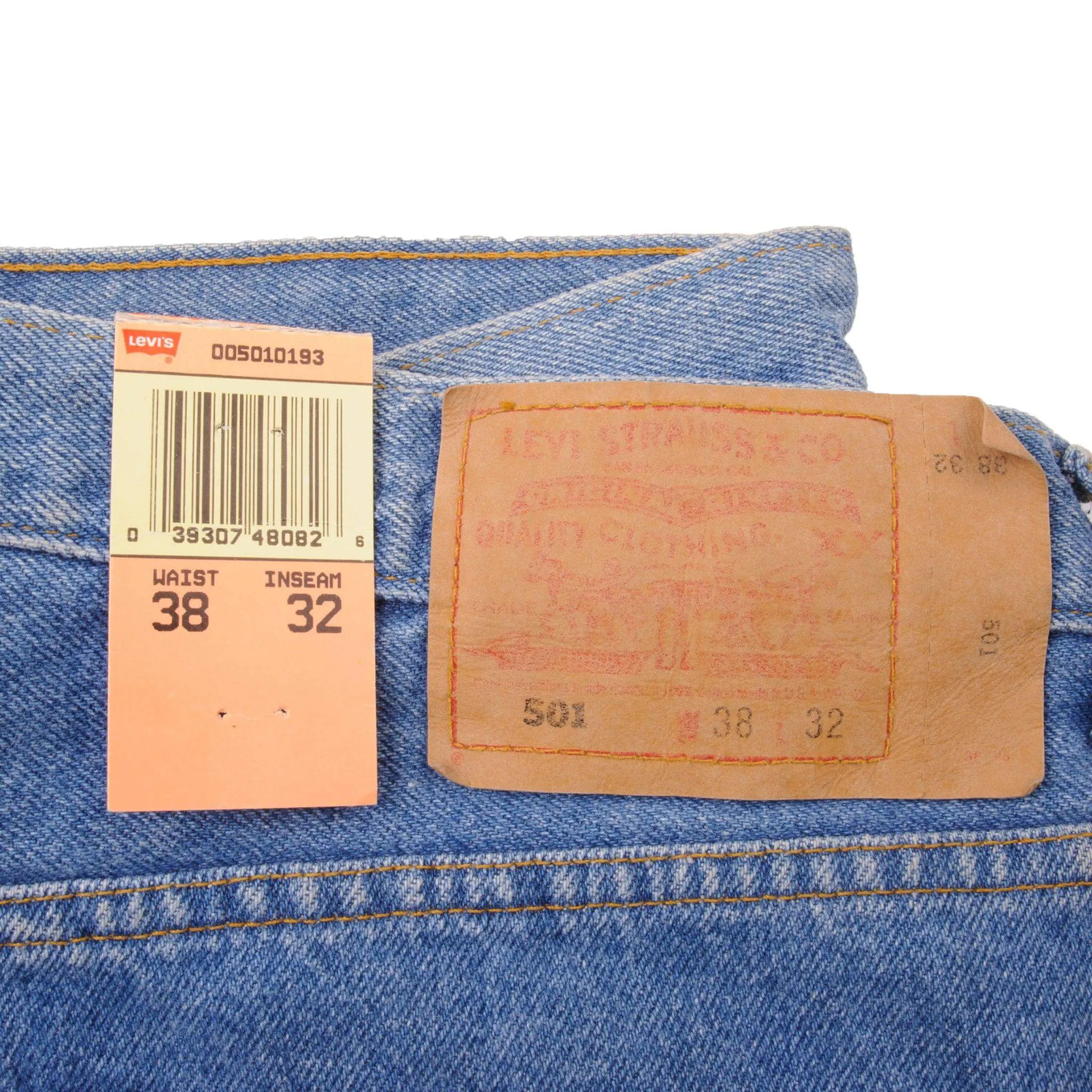 VINTAGE LEVIS 501 PRESHRUNK JEANS 1993 SIZE 38X32 W38 L32 MADE IN USA DEADSTOCK