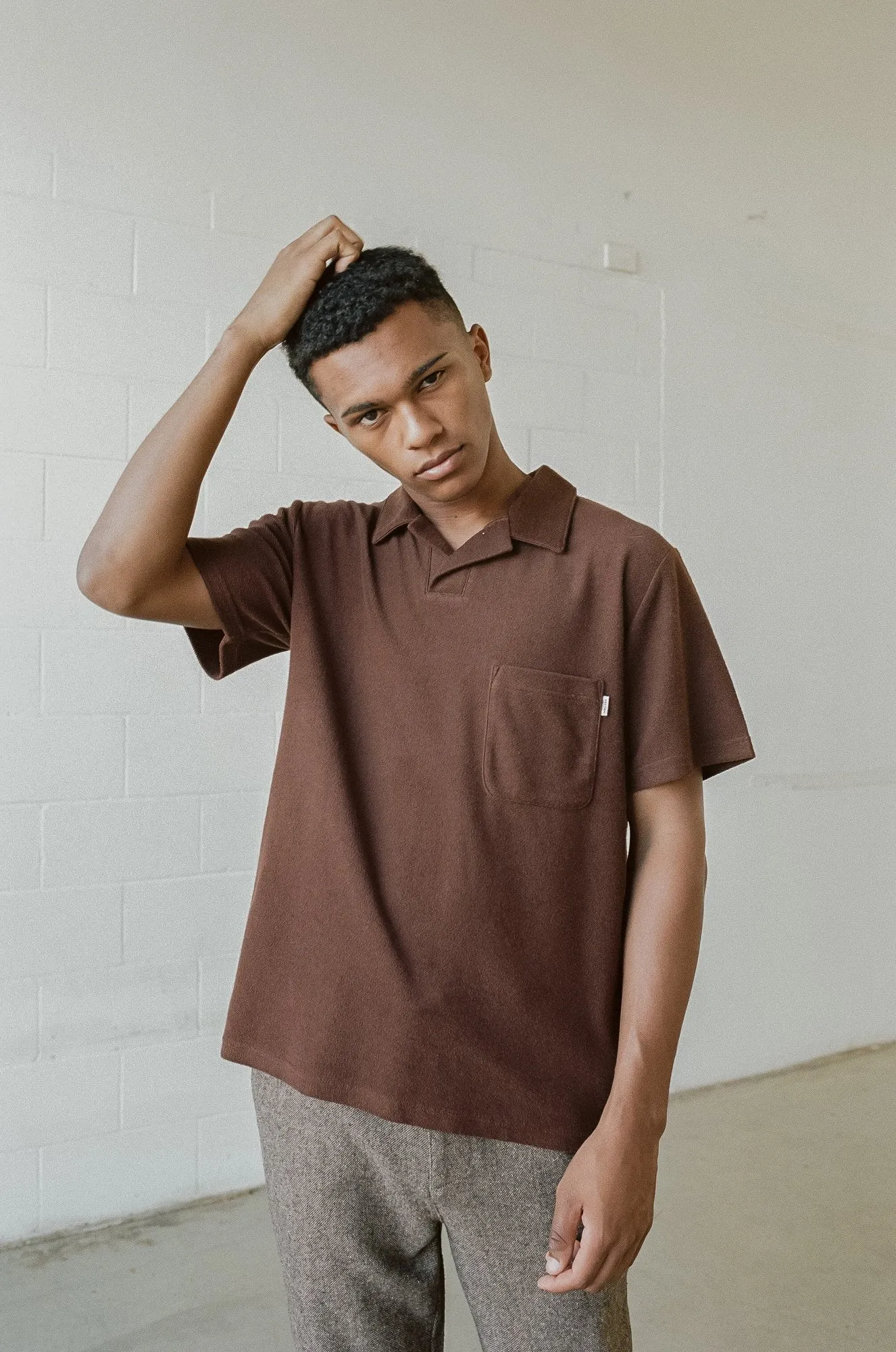 Vintage Terry SS Polo Chocolate