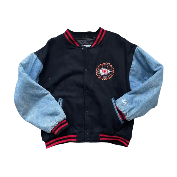 WESTSIDE STOREY VINTAGE | VINTAGE 90S CHIEFS LOGO ATHLETIC DENIM LETTERMAN JACKET