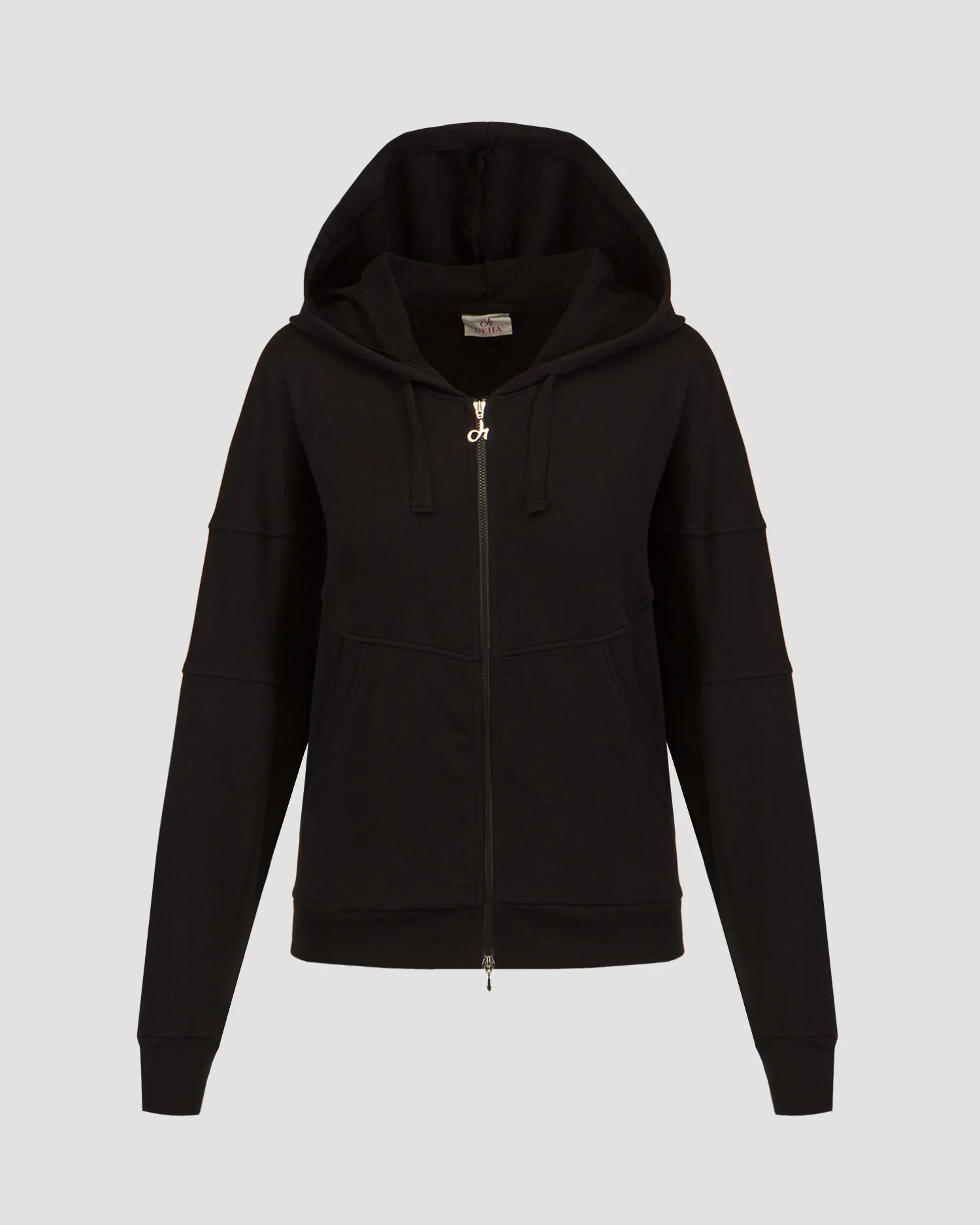 Women's black zip-up hoodie Deha D02381-10009