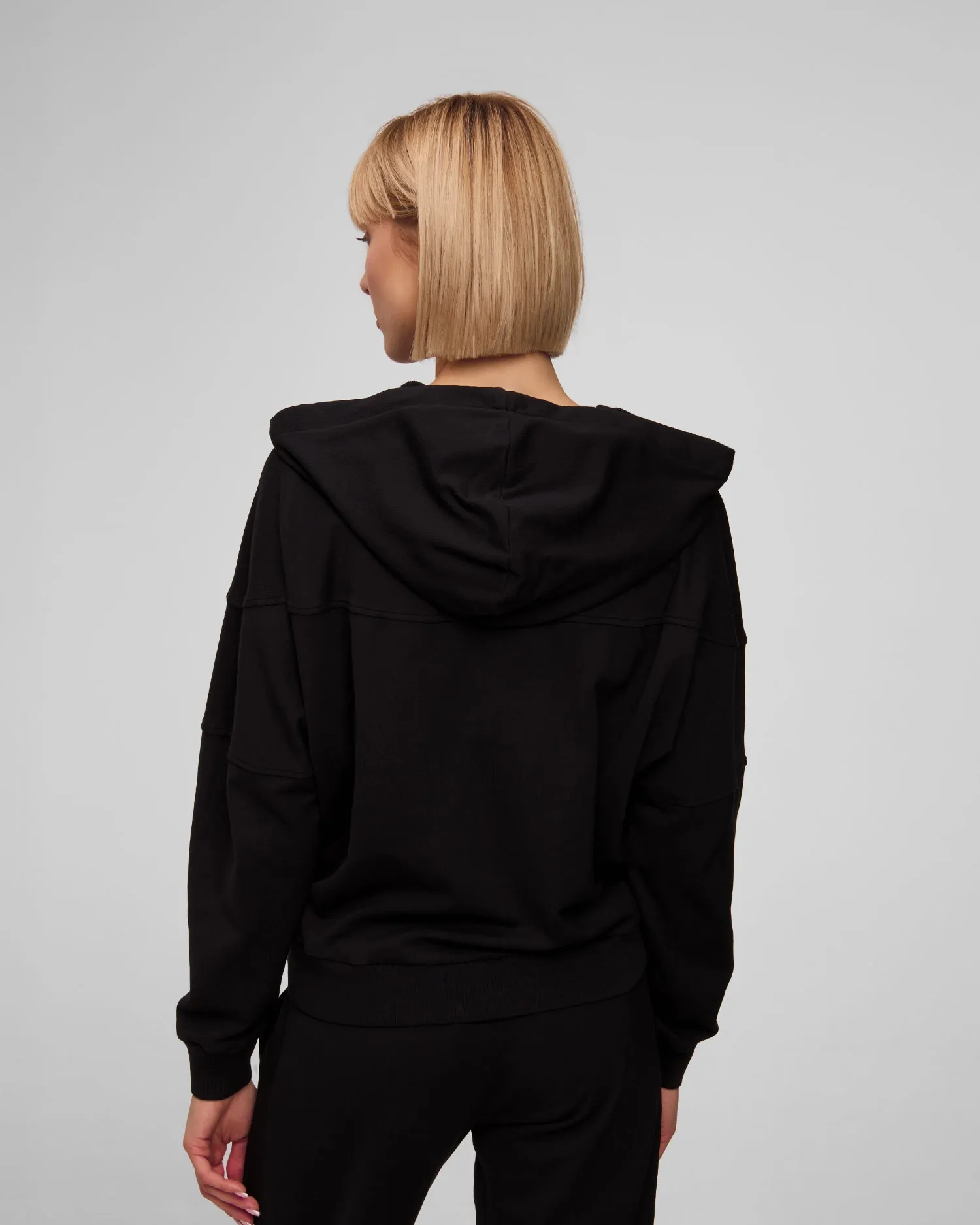 Women's black zip-up hoodie Deha D02381-10009